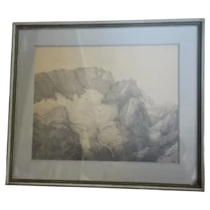 Dessin d'un alpage suisse daté de 1953