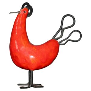 Sculpture d'oiseau rouge en céramique